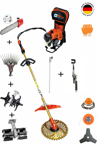 roys TURBO ALMAN KALITE BENZINLI MOTORLU SIRT TIRPAN ÇİM OT BİÇME MAKİNESİ BA...