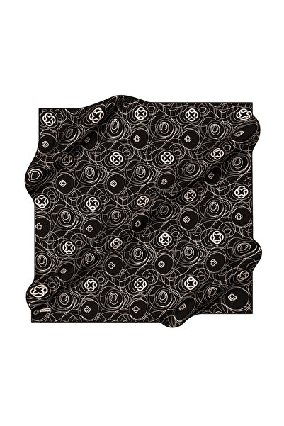 Aker Black 90X90 Silk Crepe Satin Scarf