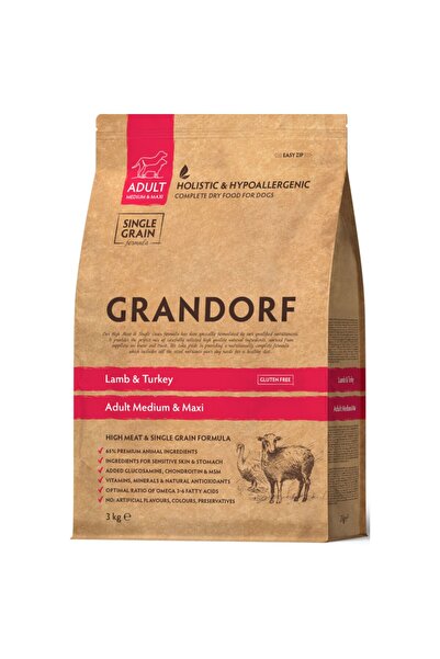 Grandorf Hrana uscata pentru caini, Grandorf, Miel/Curcan, Adult, 3 kg