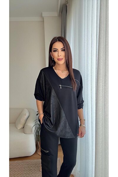 DİDEM GÜLTAKTI Ead Women's Zipper and Leather Detailed Set