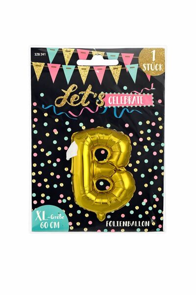 Party Gold letter "B" foil balloon, 60 cm