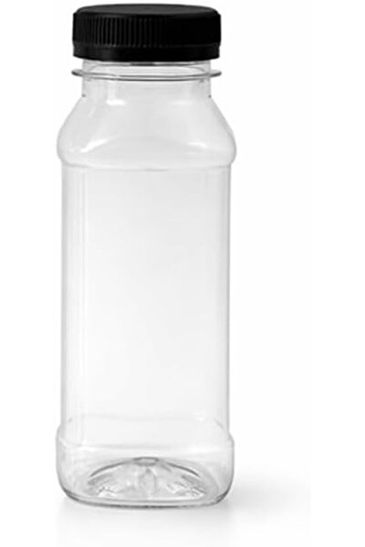 Ideal Pack عبوة من 10 زجاجات بلاستيكية شفافة فاخرة سعة 200 مل بغطاء لولبي أسود