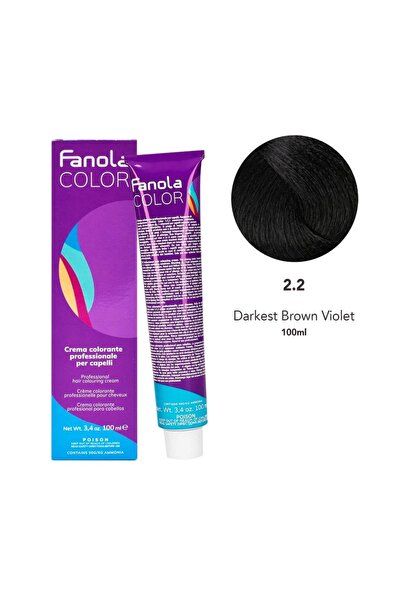 Fanola Hair Coloring Cream 2.2 Darkest Brown Violet 100ml