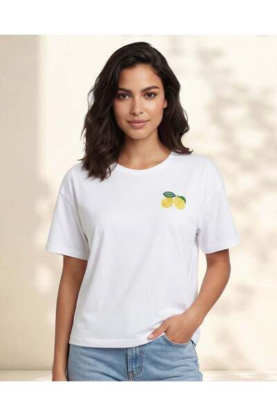 REDTAG تيشيرت نسائي أبيض مطرّز قماش إنترلوك