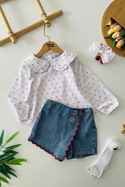 Minigimin Cicileri Cămașă cu imprimeu inimioare pentru fetița mea, pantaloni ...