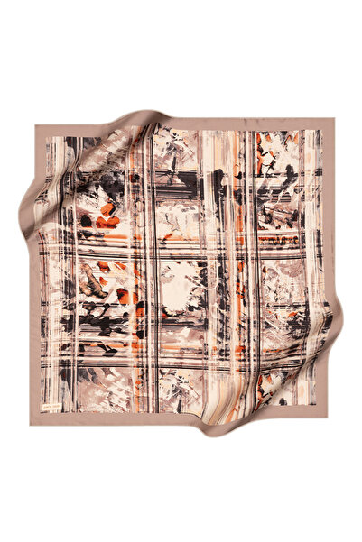 Pierre Cardin Brown 90X90 Silk Crepe Satin Scarf