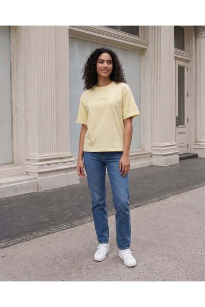 REDTAG Women Yellow Embroidered T-Shirt