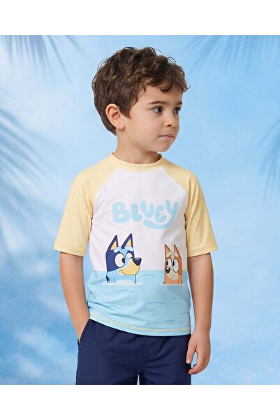 REDTAG تيشيرت واقي من الشمس للأولاد باللون الأصفر الباهت والأزرق