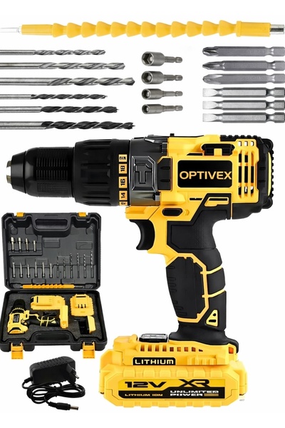 OPTIVEX 12V Çift Akülü Şarjlı Matkap Vidalama Bakır Sargılı