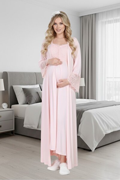 Lohussa New Season Powder Lace Summer Full Length Buttoned 100% Cotton Matern...