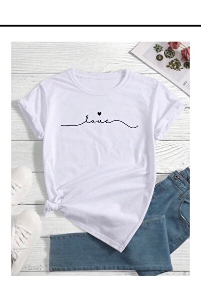 GKN FASHİON Unisex Love Printed Crew Neck Summer Basic T-Shirt
