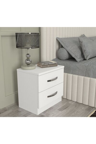 UnicUtil Noptieră, Sleek Elegance, UnicUtil, 40 x 28,2 x 40 cm, Alb, UUNOP13