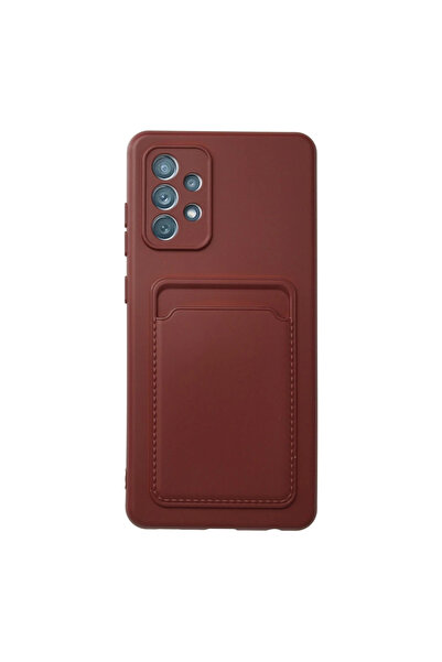 eco port حافظة سامسونج جالاكسي A72 كلفن سيليكون مع بطاقة عمل - أحمر كلاريت