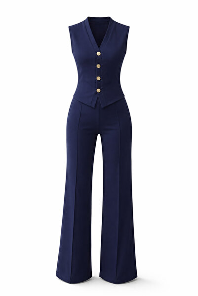 Narferita Nireya Modal Золотий жилет з ґудзиками та брюки