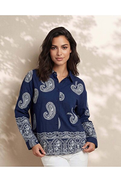 REDTAG Women Navy Printed Casual Blouse