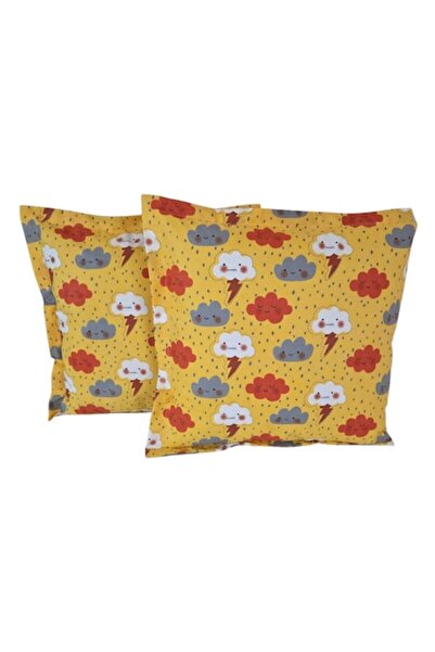 Albatex Home Set of 2 pillowcases, 30x50 cm, M501 Yellow with clouds, 100% ra...