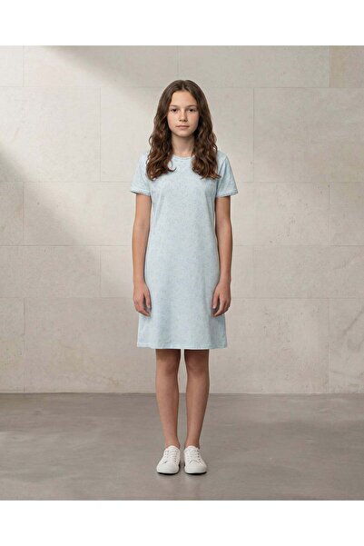 REDTAG Senior Girls Mint Printed Short Sleeve Nightgown