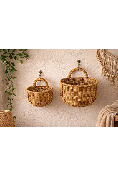 LEONEV سلة معلقة مزدوجة من الخيزران