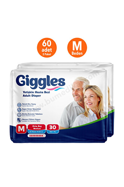 giggles Yetişkin Bel Bağlamalı Hasta Bezi Medium - 60 Adet