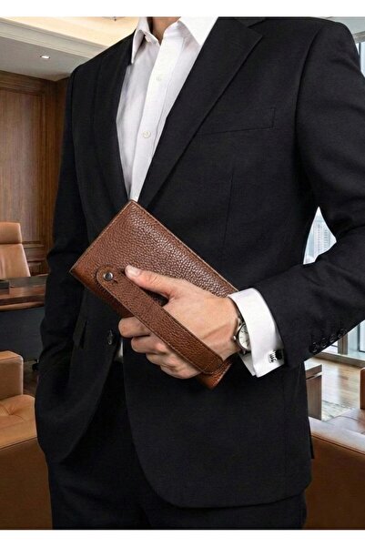 Duke Nickle Men's Brown Internal Magnetic Wallet with Phone Compartment and H...