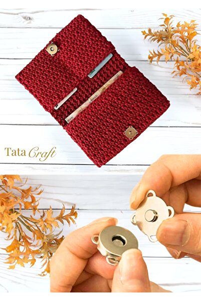 TATA CRAFT Dikmeli Mıknatıslı Çanta Çıt çıtı Metal 2 Adet Örgü Çanta Makrome ...