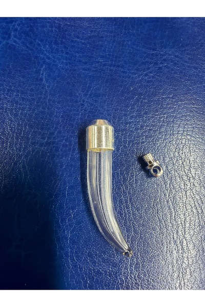 zerzembe Mini Cam Şişe Kolye Ucu Metal Kapaklı Boş Mini Dilek Şişesi Kolye Uc...