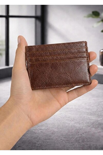 Duke Nickle Portofel pentru bărbați, din piele maro, cu design subțire, pentr...