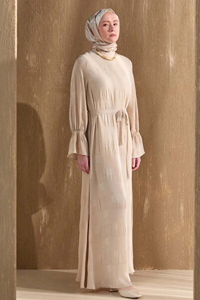 Setrms Kare Desenli Kuşaklı Elbise