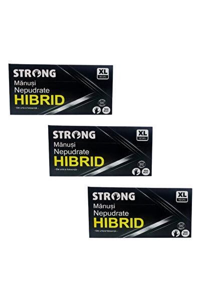 Strong Promo Pack 3 x Black Nitrile + Vinyl Gloves, Strong, Hybrid, Powder-Fr...