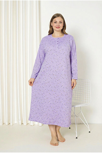 SEBOTEKS 100% Cotton Seasonal Fabric Long Sleeve Plus Size Mother's Nightgown...