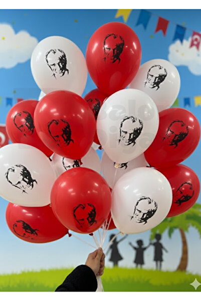 BALON DİYARI 20 Pcs Ataturk Turkish Flag Balloon Premium Latex