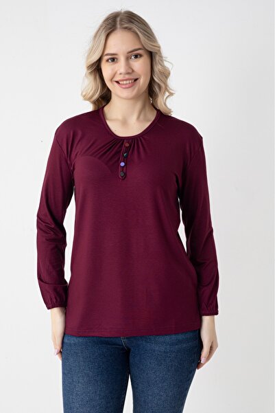 Orly More Viscose Fabric Mini Slit Long Sleeve Buttoned Printed Mother's Comb...