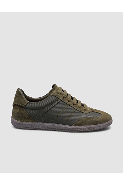 Cabani Genuine Suede Khaki Leather Lace-Up Women's Sneaker