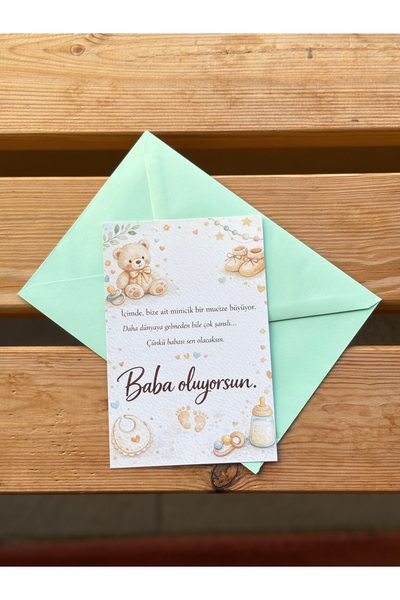 BETSY STUDIO Baba Oluyorsun Kartı Özel Tasarım Renkli Zarflı