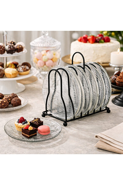 Dania Luxury glass serving dish set with black metal stand – 6 pieces | 15cm ...