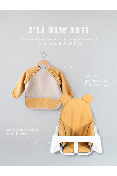 Dear Deer Love 2-Piece Blw Feeding Set - Baby High Chair Cushion and Long Sle...