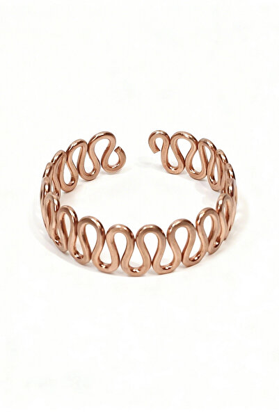 Pozitif Doğal Taş Pure Copper Bracelet, Curved Bracelet 509-1