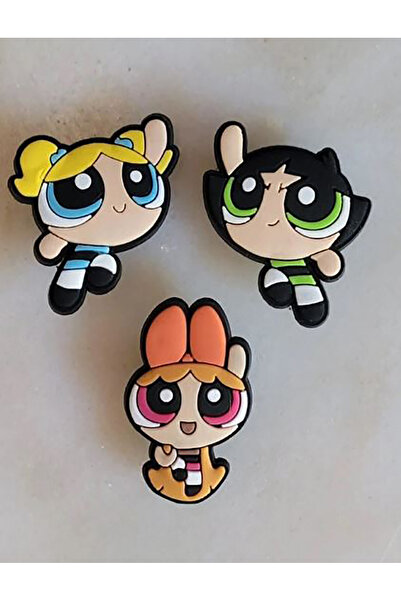 Buki'nin Atölyesi Terlik Süsü   3 Lü Set Super Girls Takım 1, One Size