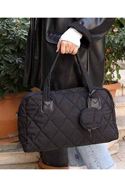 SA-EF Kadın Puf Kapitone Desenli Cüzdanlı Valiz El ve Omuz Çantası Büyük Bavu...