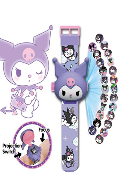 Pofika Kuromi Mor Sanrio Karakterleri Projeksiyonlu Dijital Saat Farklı Resim...