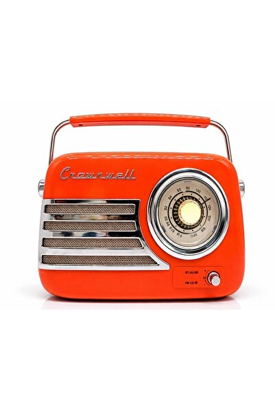 Gereksiz Şeyler Crownwell Radyo Retro Tasarımlı Bluetooth FM Radyo Turuncu Re...