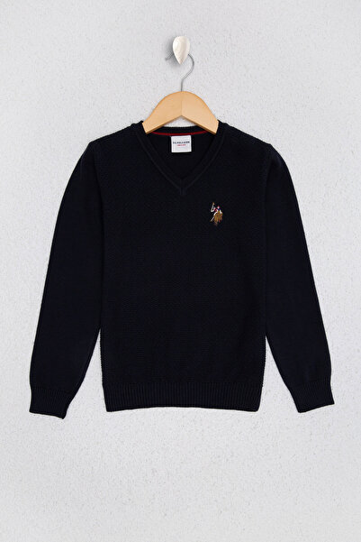 U.S. Polo Assn. Boy's Navy Blue Crew Neck Knitwear Sweater 50209467-Vr033