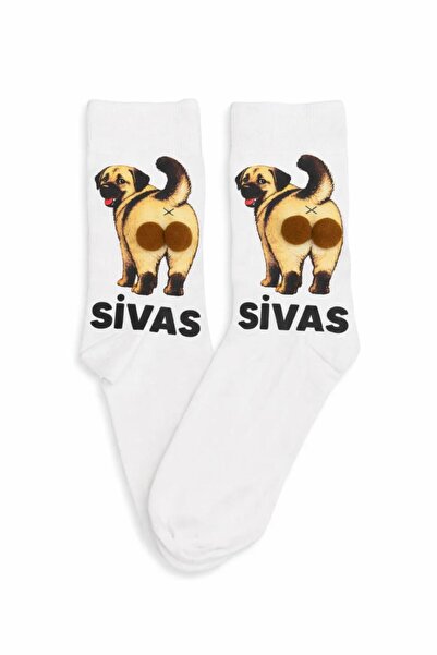 Namgo Yigido Pompom Kanga Sivas White Unisex Socks