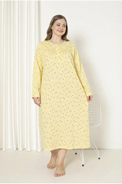 SEBOTEKS 100% Cotton Seasonal Fabric Long Sleeve Plus Size Mother's Nightgown...