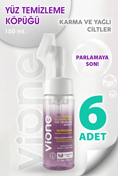 vione Yüz Temizleme Köpüğü Arındırıcı & Canlandırıcı Masaj Başlıklı 150ml 6 Adet