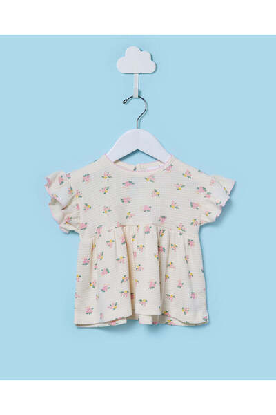 REDTAG Infant Girls Cream All Over Print Blouse