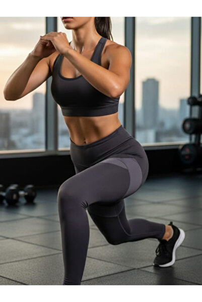 Tusebu Women's Anthracite High Waist Tummy Control Sports Leggings - Shaping ...