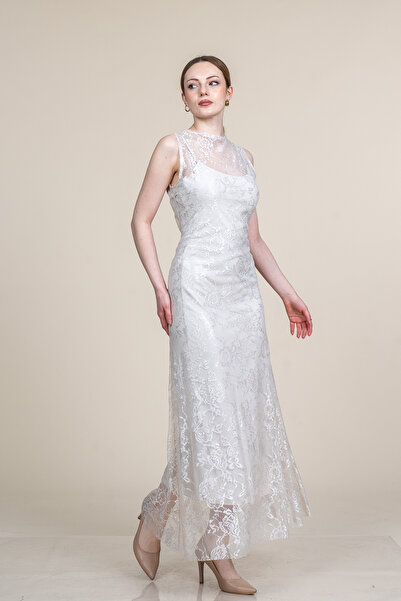 MissVina Rochie tip sirenă cu mâneci zero din dantelă 50373