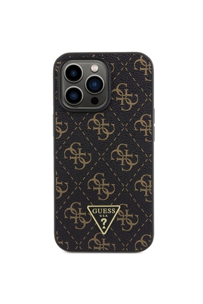 Guess 4G Triangle Metal Logo Case for iPhone 14 Pro - Black