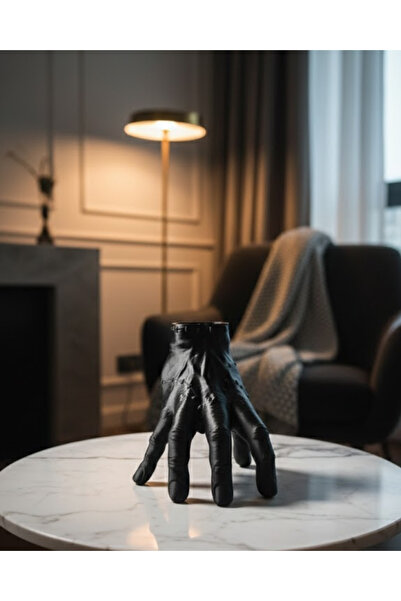 CT STONES Statuie 3D modernă neagră de mână, 27X22 cm, decor pentru consolă ș...